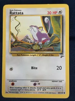 Pokemon TCG WOTC Base Set 2 2-Card Lot 1999 Eng. Rattata 89/130 Squirtle 93/130 - Image 3
