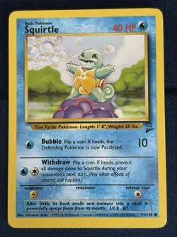 Pokemon TCG WOTC Base Set 2 2-Card Lot 1999 Eng. Rattata 89/130 Squirtle 93/130 - Image 5