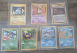 Vintage Pokemon Card Lot (8) | Neo / Gym Era Commons & Trainer | Wooper •... - Image 1