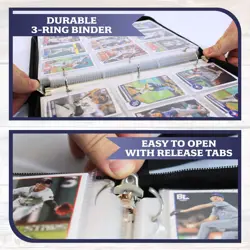 Baseball Card Binder 900 Pockets, 50 Pages, 3 Ring Trading Zipper Binder w/St... - Image 4