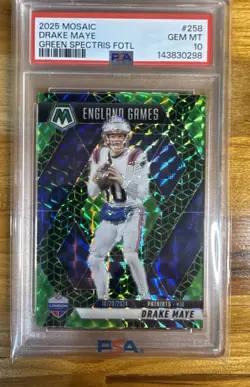 2025 Panini Mosaic - Drake Maye #258 Spectris Green Mosaic Prizm /13 PSA 10 🔥 - Image 1