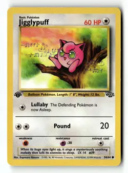 Pokemon Card Jigglypuff 1st Edition LP Jungle 54/64 - Image 1