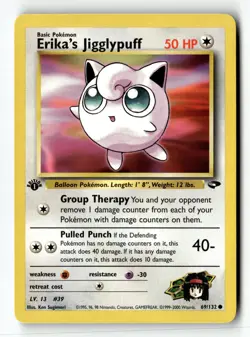 Pokemon Card Erika's Jigglypuff 1st Edition LP Gym Challenge 069/132 - Image 1