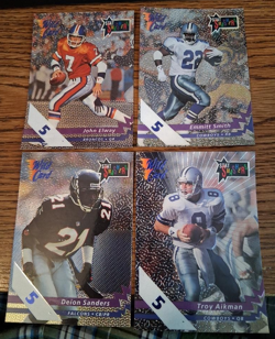 4 - 1992 Wild Card 5 Stripe Stat Smasher E. Smith T. Aikman D. Sanders J. Elway - Image 1