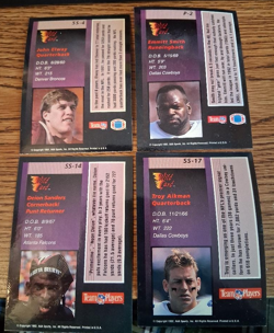 4 - 1992 Wild Card 5 Stripe Stat Smasher E. Smith T. Aikman D. Sanders J. Elway - Image 2
