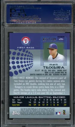 BB - 2004 - Finest - Gold XFractor - #26 - Mark Teixeira - PSA 10 - 37/139 - Image 2