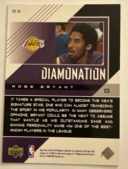 2000 Kobe Bryant Upper Deck Black Diamond Diamonation #D3 - Image 2