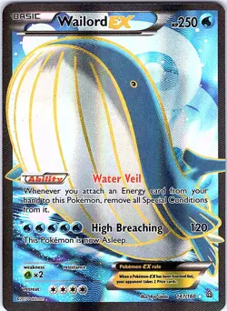 Wailord EX (147 Full Art) Holo Ultra Rare XY - Primal Clash 147/160 LP - Image 1