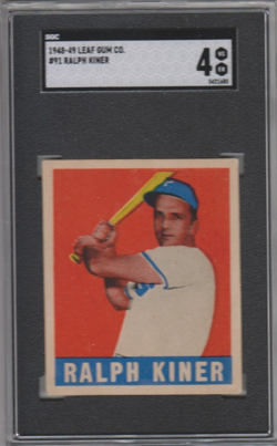 1948 Leaf RALPH KINER Pittsburgh Pirates #91 HOF CENTERED Under Graded SGC 4 - Image 1