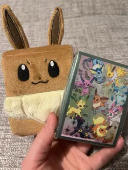 Eevee Plush Deck Box and Card Sleeves Prismatic Evolutions SPC (BRAND NEW) - Image 1