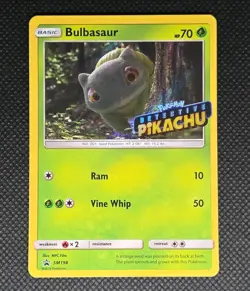 Bulbasaur Detective Pikachu Stamped SM198 Holo Sun & Moon Promo Pokemon NM - Image 3