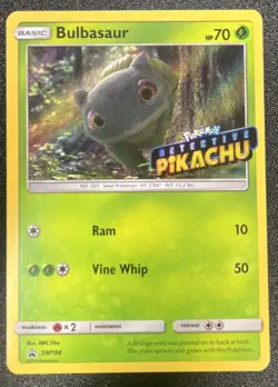 Bulbasaur Detective Pikachu Stamped SM198 Holo Sun & Moon Promo Pokemon NM - Image 1