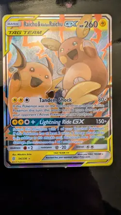Raichu & Alolan Raichu GX 54/236 Sm-Unified Minds Holo - NM - Pokemon Card - Image 1