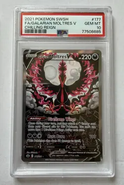 Pokemon Galarian Moltres V Full Art Holo 177/198 PSA 10 Chilling Reign - Image 1