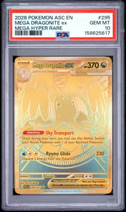Pokemon Mega Dragonite ex Ascended Heroes Mega Hyper Rare #295 PSA 10 - Image 1