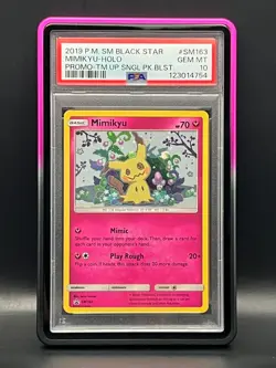 2019 POKEMON SM BLACK STAR PROMO MIMIKYU #SM163-HOLO WITH SWIRL - PSA 10 - Image 1