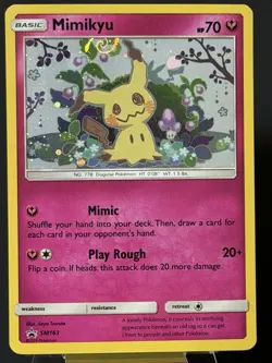 Mimikyu SM163 Holo Black Star Promo Sun Moon Pokemon LP Mew Tail HD Galaxy Swirl - Image 1