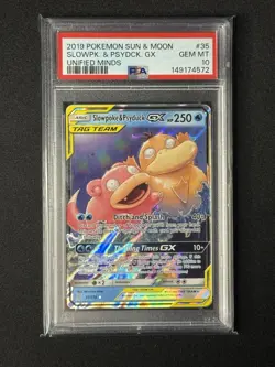 2019 POKEMON SUN & MOON UNIFIED MINDS #35 SLOWPOKE & PSYDUCK GX PSA 10 - Image 1