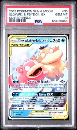 2019 POKEMON SUN & MOON UNIFIED MINDS #35 SLOWPOKE & PSYDUCK GX PSA 10 - Image 1