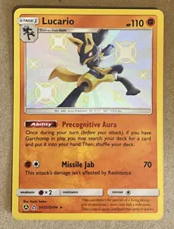 Pokemon TCG Lucario SV22/SV94 Hidden Fates Shiny Vault Holo Rare - Image 1