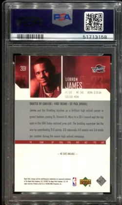 2003 Upper Deck #301 LeBron James RC card PSA 10 - Image 2