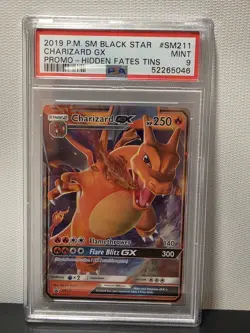 2019 POKEMON SM BLACK STAR PROMO HIDDEN FATES TINS #SM211 CHARIZARD GX PSA 9 - Image 1