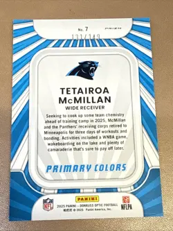 2025 Donruss Optic Rookie Primary Colors Tetairoa McMillan #7 Black Pandora /149 - Image 5