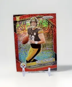 Will Howard 2025 Panini Prizm Red Sparkle Rookie Card SP, Steelers #367 - Image 1
