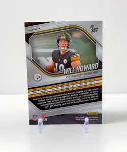 Will Howard 2025 Panini Prizm Red Sparkle Rookie Card SP, Steelers #367 - Image 2