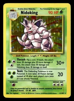 Nidoking 11/102 Holo Rare Base Set Unlimited Pokemon Card - 1 - Image 2