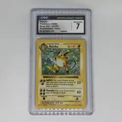 Pokemon 1999 Raichu 014/102 Base Set (Shadowless) Holo CGC 7 - Image 1