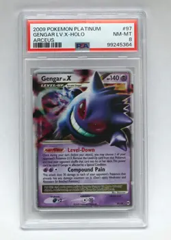 2009 Pokemon Platinum Arceus Gengar LV.X Holo #97/99 PSA 8 - Image 1