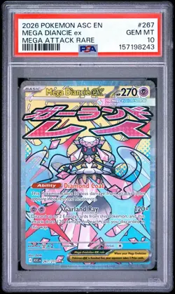 2026 POKEMON ASC EN ASCENDED HEROES MEGA ATTACK RARE MEGA DIANCIE EX #267 PSA 10 - Image 1