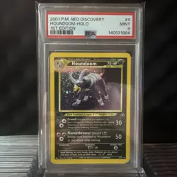 PSA 9 Houndoom 1st Edition 2001 Neo Discovery Holo Rare 4/75 Pokemon TCG MINT - Image 1