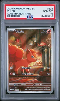 Pokemon Vulpix 138/132 Me01 Mega Evolution Illustration Rare Holo PSA 10 70 HP - Image 1