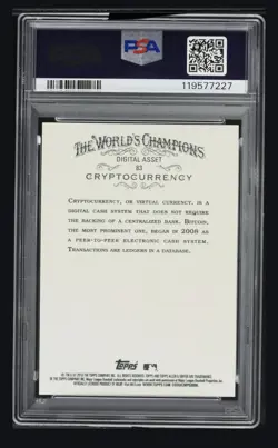 2018 Topps Allen & Ginter Cryptocurrency #83 PSA 10 GEM MINT 1st Bitcoin Card - Image 2