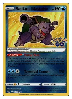 Radiant Blastoise 018/078 Pokemon GO Radiant Rare Holo Pokemon NM - Image 1