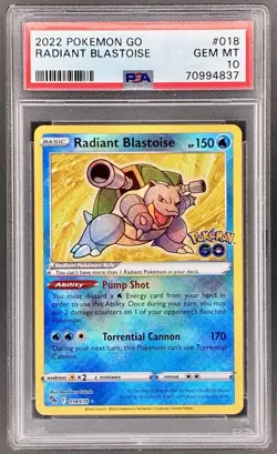 Pokemon 2022 Pokemon GO Radiant Blastoise 018/078 Holo PSA 10 - Image 1