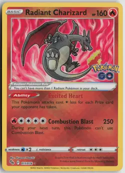 Radiant Charizard Radiant Rare Holofoil Pokemon GO 011/078 NM - Image 1
