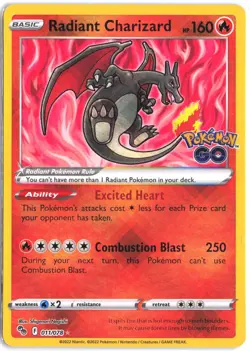 Radiant Charizard 011/078 Radiant Rare Pokemon GO Pokemon NM - Image 1