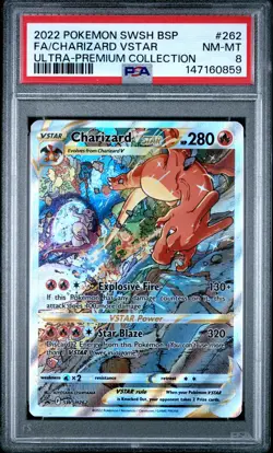 2022 POKEMON SWSH BLACK STAR PROMO #262 FULL ART/CHARIZARD VSTAR PSA 8 - Image 1