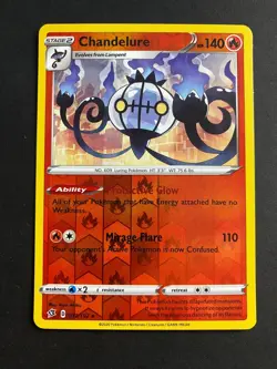 Pokemon Chandelure 033/192 Rebel Clash Reverse Holo NM - Image 1
