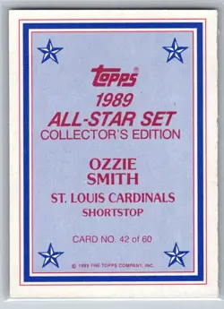 Ozzie Smith 1989 Topps 42 1989 All-Star Set Collector's Edition - Image 2