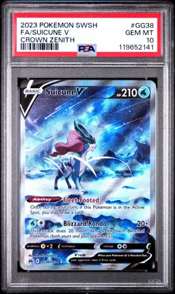Pokemon TCG Suicune v Ultra Rare Crown Zenith: Galarian Gallery GG38/GG70 PSA 10 - Image 1