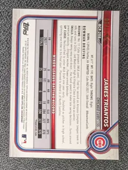 James Triantos 2022 Bowman Chrome 1st Bowman /199 Cubs Pink Fuschia Shimmer - Image 2