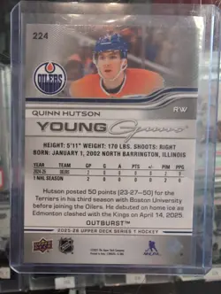 Quinn Hutson 2025-26 UPPER DECK SERIES 1 Young Guns Outburst - Image 2