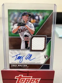 2026 Topps Series 1 Troy Melton Tigers Material Autograph Green /99 RC - Image 1