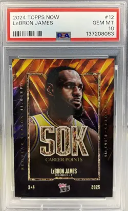 2024 Topps Now LeBron James 50K Points #12 PSA 10 GOAT LOW POP - Image 1