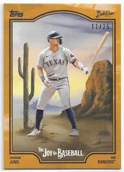 2025 Topps x Bob Ross Josh Jung #35 Indian Yellow #d /25 Rangers Joy of Baseball - Image 1