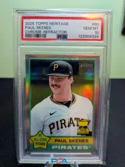 2025 Topps Heritage #60 PAUL SKENES Rookie Cup Refractor PSA 10 - PIRATES - Image 1